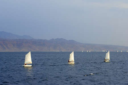 Sailing yachts in Red Sea 420 on a seil-thiの写真素材