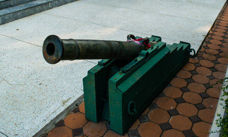 Old Cannon in South of Thailand Harborの写真素材