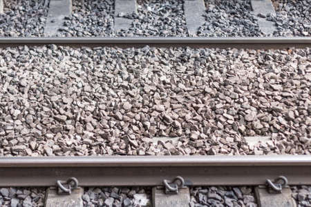 Metal Rails with Rockの写真素材