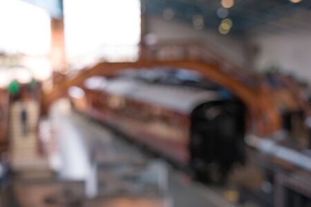 Blurred Bokeh of Old-fashioned Train and Wooden Bridge