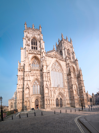 York, UK - April 9, 2015: York Minster, the second largest gothic cathedral in northern Europe located in York, Yorkshire, England.のeditorial素材