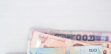 several banknote on a white backgroundの写真素材