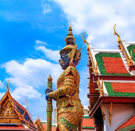 Giant in Temple  Wat Benchamabophit Dusitvanaram , major tourist attraction, Bangkok, Thailand  This is a Buddhist temple, it is one of Bangkok s most beautiful temples and a major tourist attraction  の写真素材