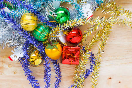 Christmas Decoration Over Wooden Background の写真素材