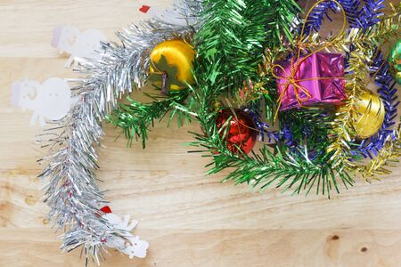 Christmas Decoration Over Wooden Background の写真素材