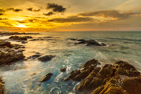 Colorful sunset on islandの写真素材