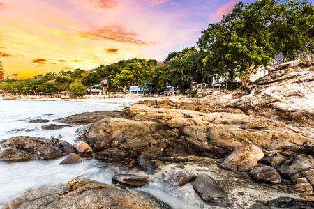 Colorful sunset on islandの写真素材