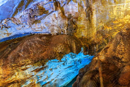 Rock formation inside a caveの写真素材