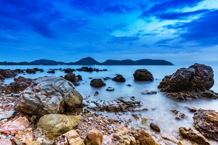 Silhouette  stone at sunsetの写真素材