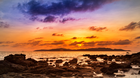 sunset on the beachの写真素材