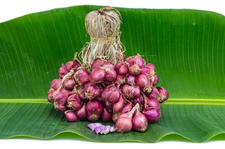 Shallot on banana leaf