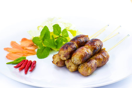 Thai Sausage with vegetableの写真素材