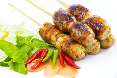 Thai Sausage with vegetableの写真素材