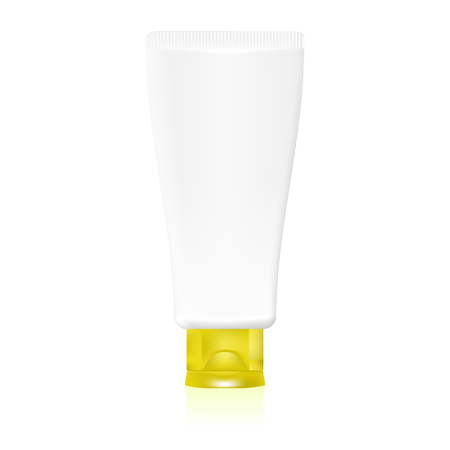 Illustration of  tube yellow cap for cream on white background のイラスト素材