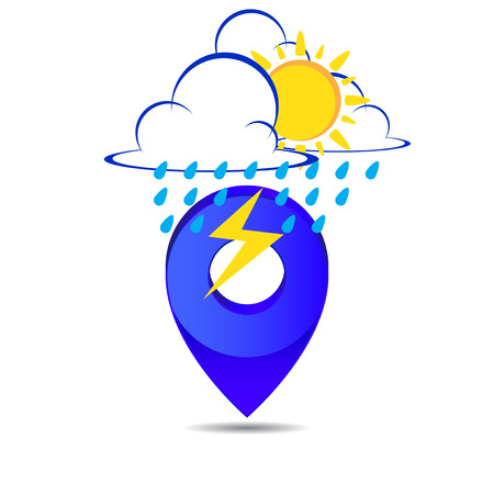 Weather pin pointer icon symbol vector on white backgroundのイラスト素材