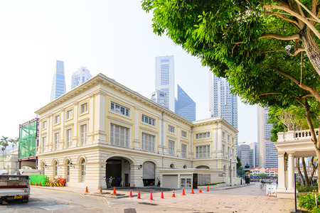 SINGAPORE - OCT 19, 2014: Asian Civilisations Museum in Singapore. Collection includes artifacts reflecting the cultural background of Singapore including ceramics, basketry, and textiles.のeditorial素材
