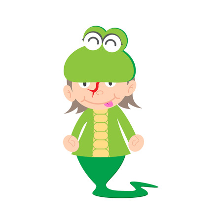 illustration of baby in a snake fancy dress costume vector on white backgroundのイラスト素材