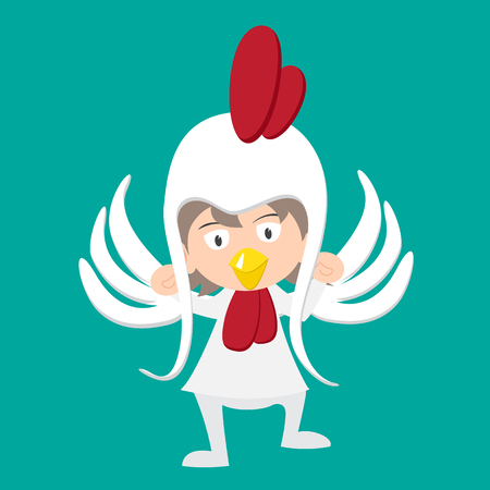 illustration of baby in a chicken fancy dress costume vector on white backgroundのイラスト素材