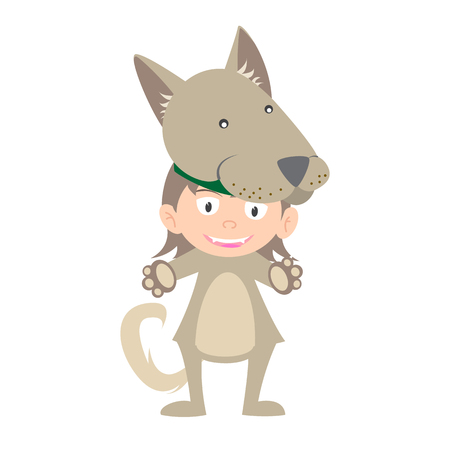 illustration of baby in a dog fancy dress costume vector on white backgroundのイラスト素材