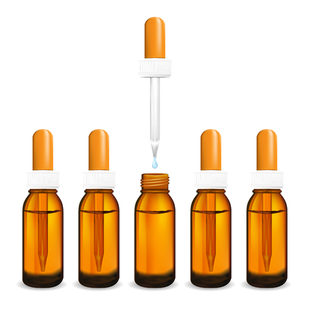 illustration of glass  bottle with pipe dropper vector isolated.のイラスト素材