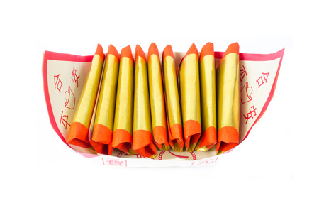 Silver paper, gold paper, joss paper for Chinese celebration with Chinese bless word.の写真素材