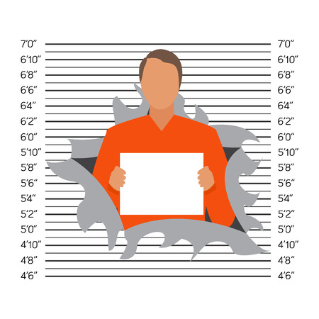 Prisoner in police lineup backdrop illustration vector.のイラスト素材