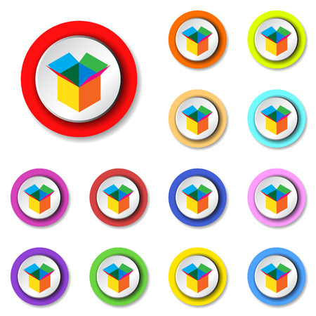 Colorful empty opened cardboard box.のイラスト素材