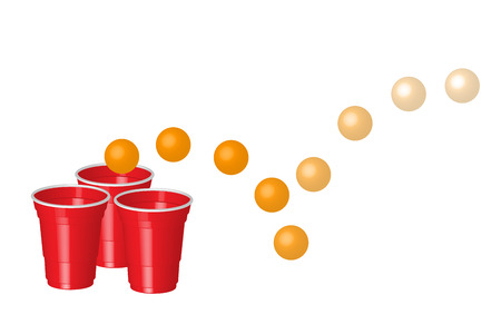 Red party cup with ping ball, isolated on white background.のイラスト素材