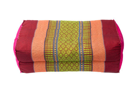 Tradition native Thai style square pillow, cushion, isolated on white backgroundの写真素材