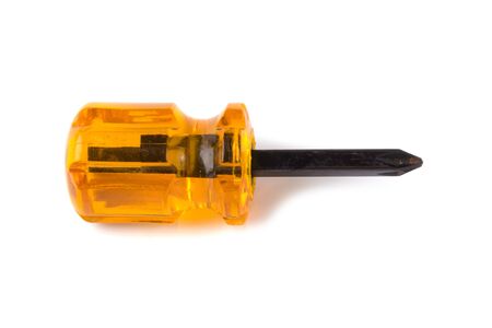 Orange short screwdriver isolated with soft shadow on white backgroundの写真素材
