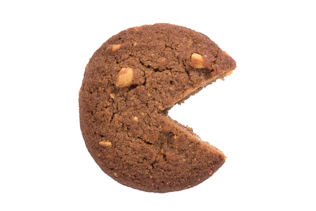 Pie Chart Icon or circle diagram made from cookie, isolated on white background. business concept.の写真素材