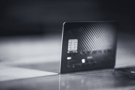 Credit card on the table. shallow focus in vintage tone, business concept.
