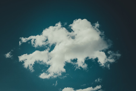 Deep blue sky and clouds, white cloud. nature scene. vintage toneの写真素材
