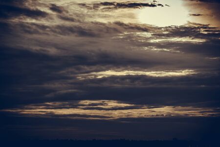 Deep blue sky and clouds, white cloud. nature scene. sunsetの写真素材
