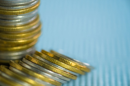 Stacks of coins with copy space for business and financial concept idea. shallow focus.の写真素材