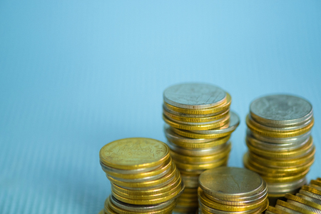 Stacks of coins with copy space for business and financial concept idea. shallow focus.の写真素材