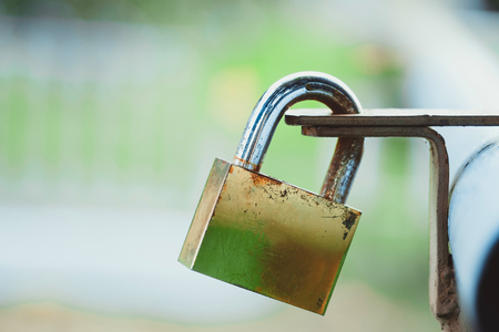 Closed metal lock door security protection padlock. private placeの写真素材