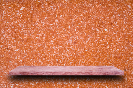 Empty top of pink marble stone shelves on terrazzo wall background, product display, you can put product on shelf.の写真素材