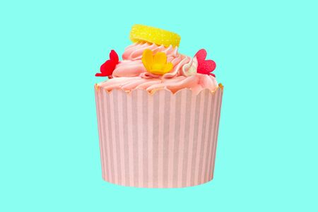 Delicious cupcake in row for valentine, birthday and special day.