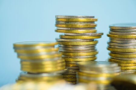 Stacks of coins with copy space for business and financial concept idea. shallow focus.の写真素材