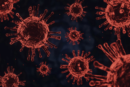 Disease cell   outbreak and   background, a infectious virus.   3D renderの写真素材
