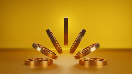 Stack of gold coin, business banking and financial concept. 3d render.の写真素材