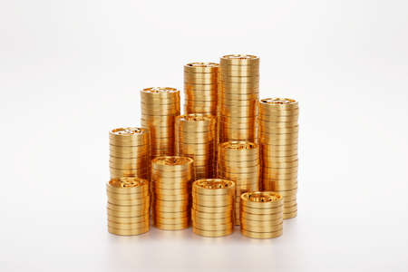 Stack of gold coin, business banking and financial concept. 3d render.