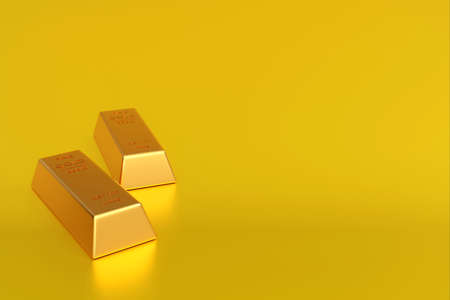 Gold ingot or stack of gold bars, business banking and financial concept. 3d render.の写真素材