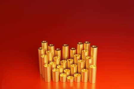 Stack of gold coin, business banking and financial concept. 3d rendering.の写真素材