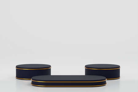Dark blue cylinder podium display with white background texture podium Geometric forms minimal scene, stage for product, 3d renderingの写真素材