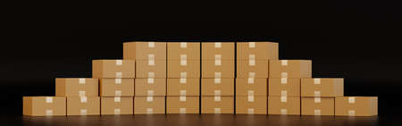 Stack of cardboard box carton or parcel with empty space. concept of delivering goods, Template...