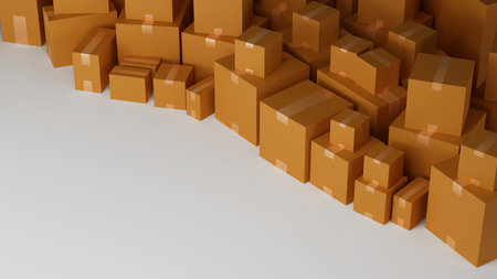 Stack of cardboard box carton or parcel with empty space. concept of delivering goods, 3D rendering.