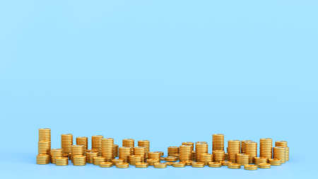 Stack of gold coin on table, business and financial concept, 3D rendering