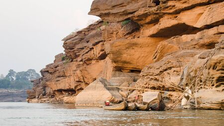 Country dock of kong river in ubon-ratchathanの写真素材